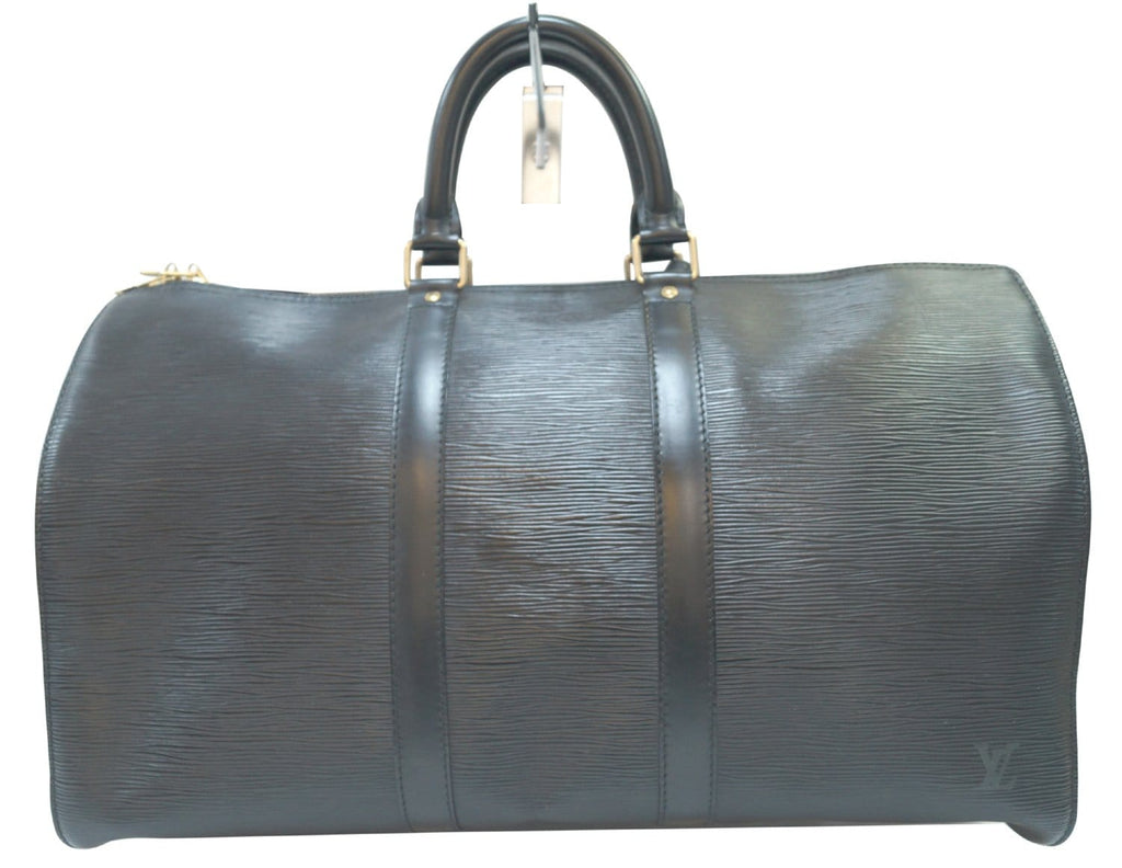LOUIS VUITTON Epi Leather Black Keepall 45 Travel Boston Bag