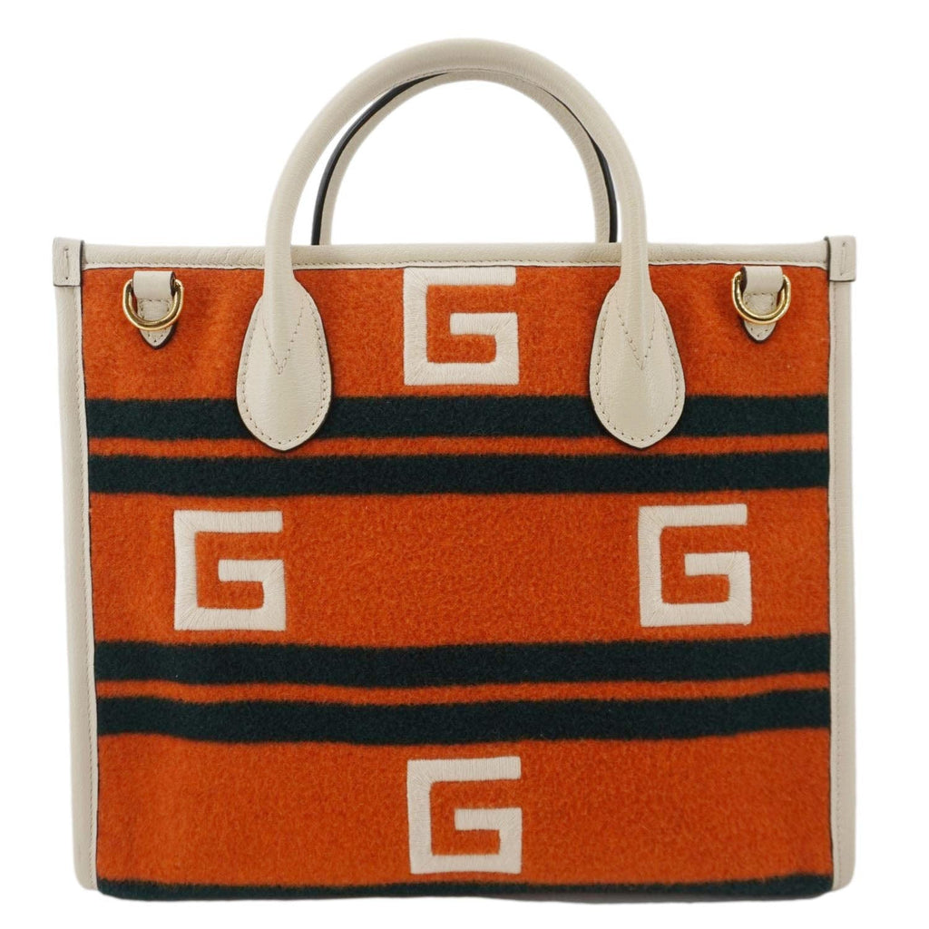 GUCCI Pyeongchang Wool Tote Shoulder Bag Orange 675888