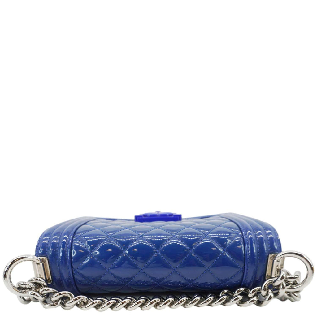 Chanel Boy Flap Small Plexiglass Patent Leather Crossbody Bag Blue