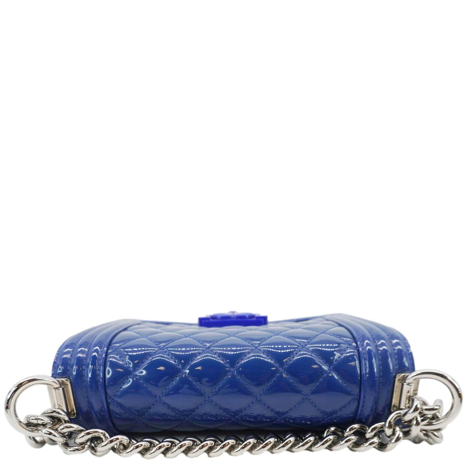 Chanel Boy Flap Small Plexiglass Patent Leather Crossbody Bag Blue