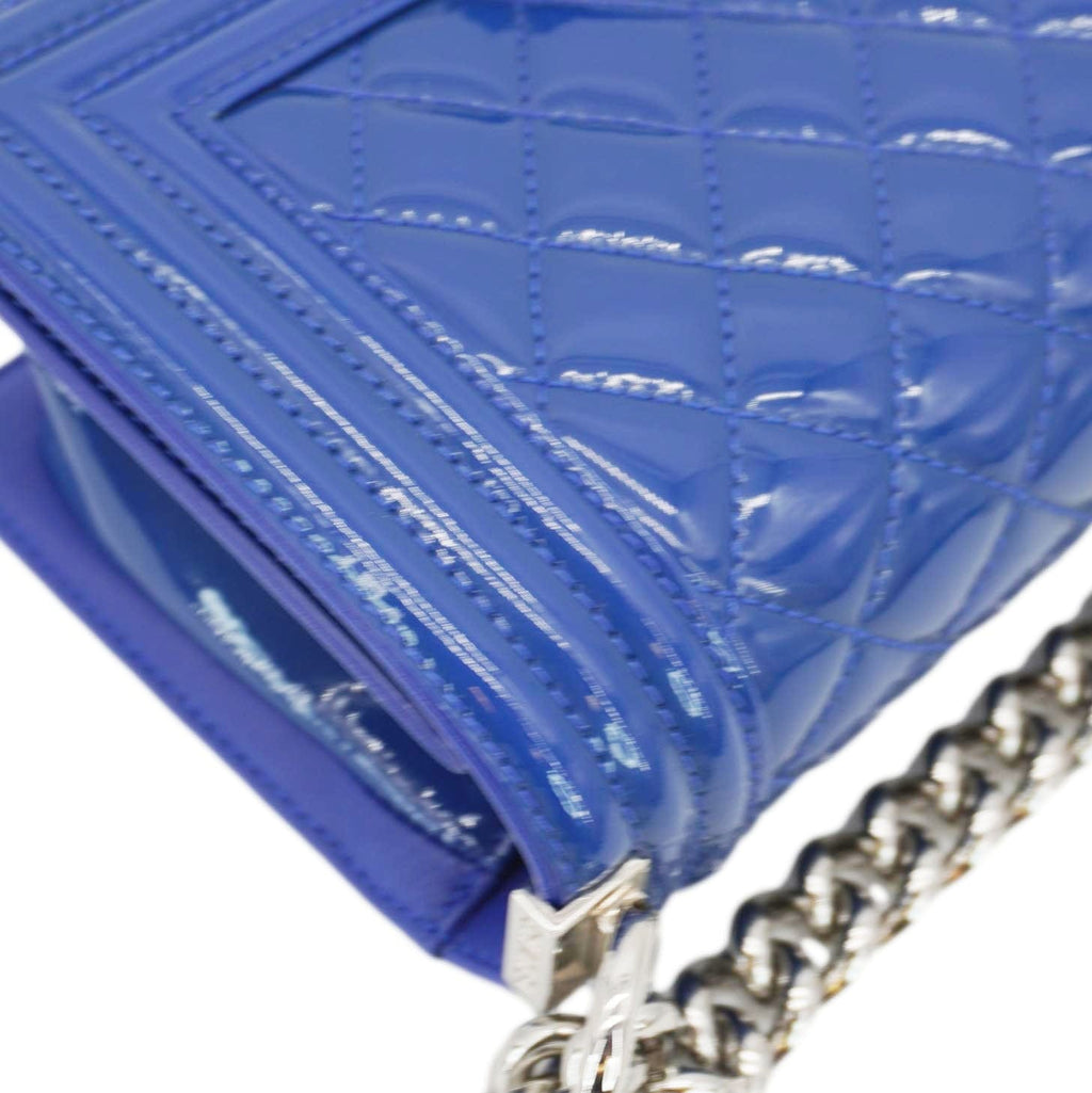 Chanel Boy Flap Small Plexiglass Patent Leather Crossbody Bag Blue
