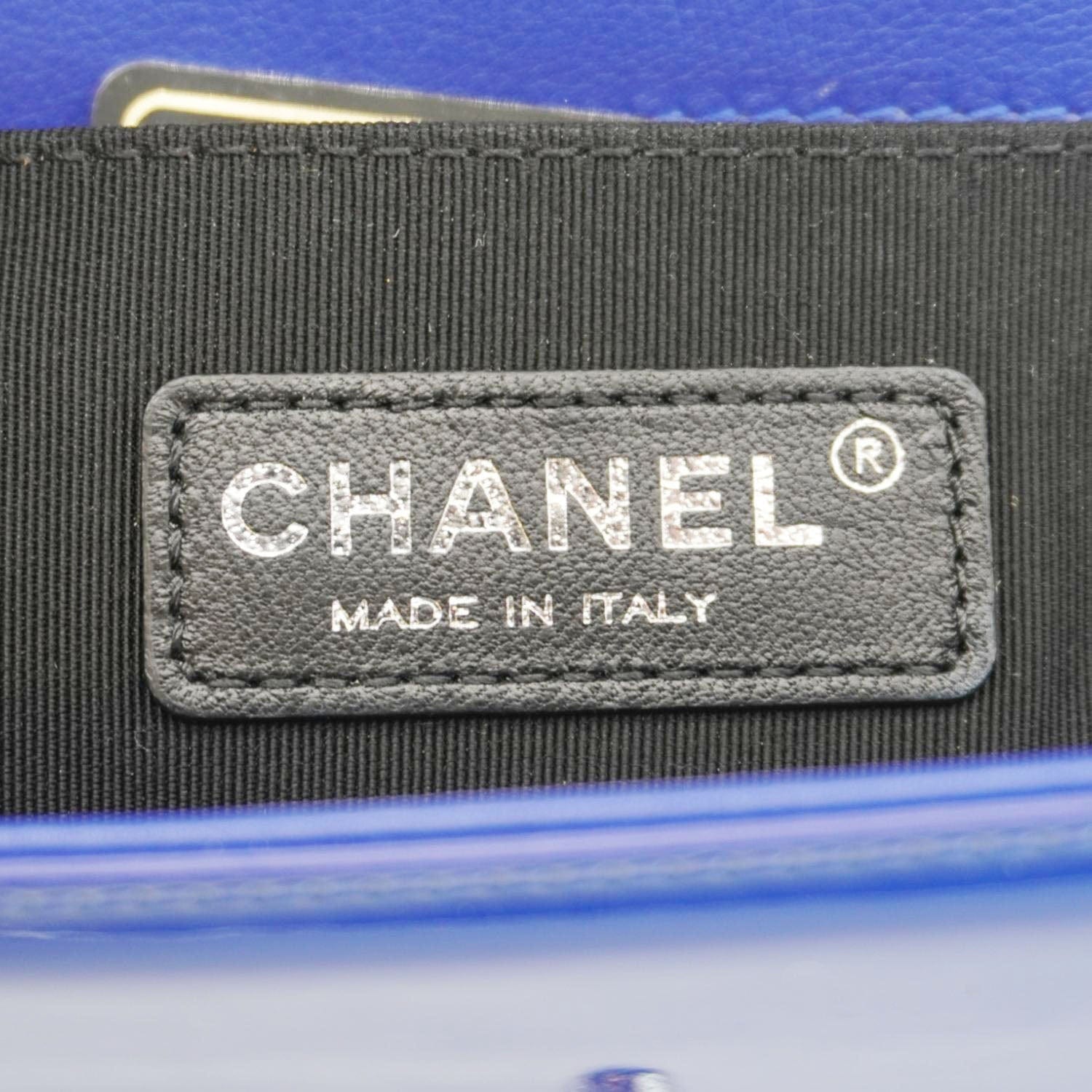 Chanel Boy Flap Small Plexiglass Patent Leather Crossbody Bag Blue