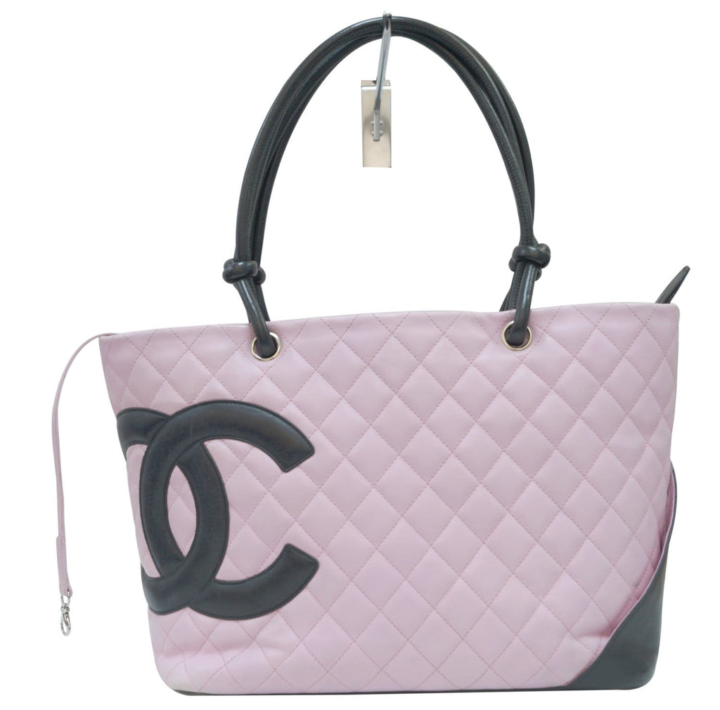 Chanel Quilted Leather Pink/Black Cambon Tote Bag