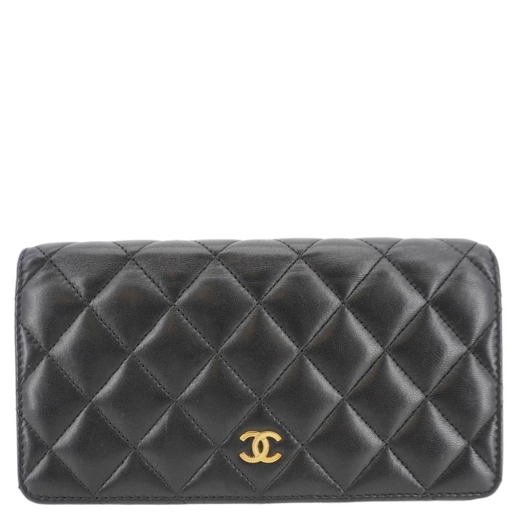 Chanel Flap Quilted Leather Wallet Black