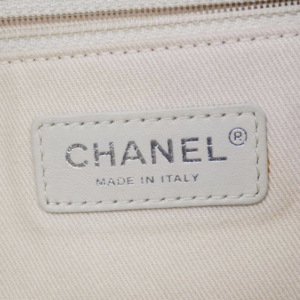 Chanel Deauville Large Logo printed Canvas Tote Bag Cream