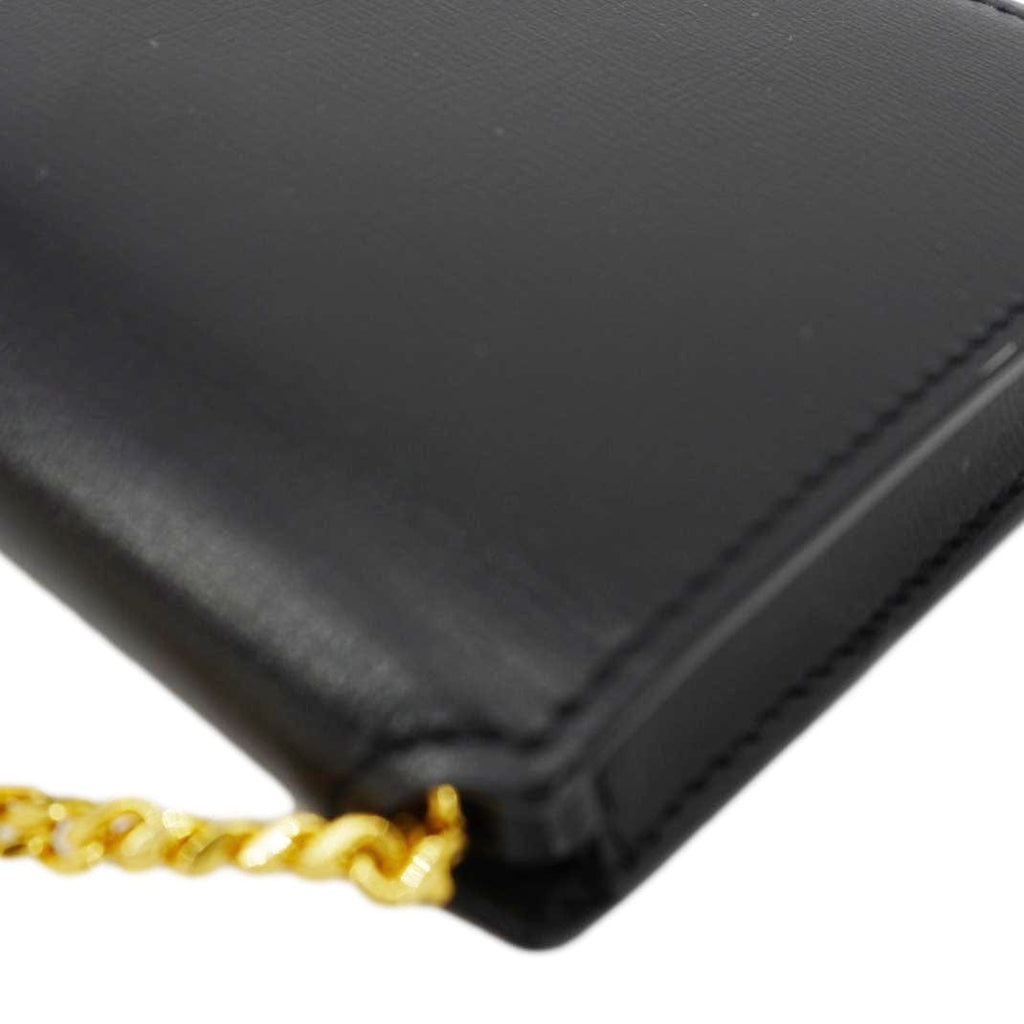 YVES SAINT LAURENT Cassandre Phone Holder Leather Shoulder Bag Black