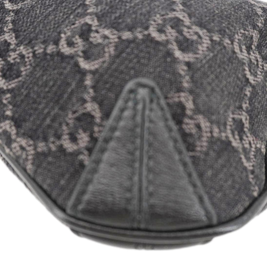 GUCCI Horsebit Slim Small Gucci Monogram Denim Hobo Shoulder Bag Black 774719