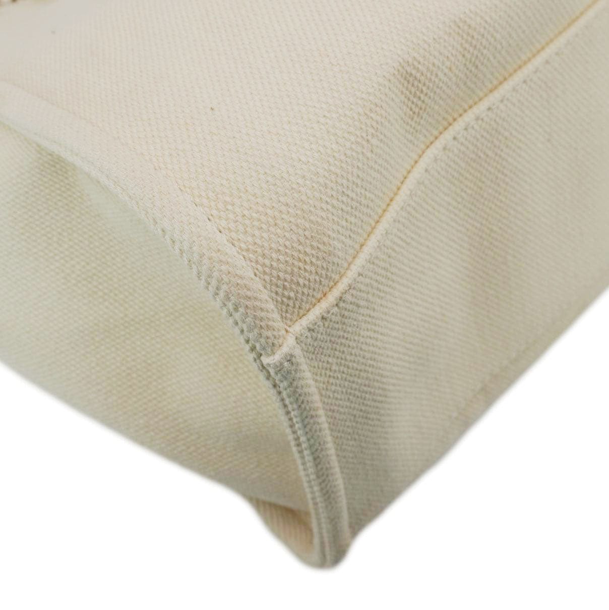 Chanel Deauville Medium Pearl Embellished Canvas Tote Bag Cream