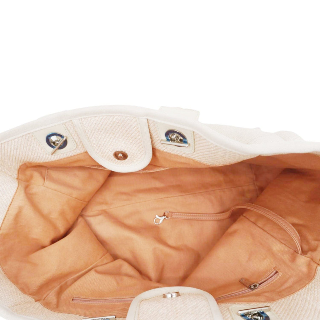 Chanel Deauville Large Raffia Mixed Fibers Tote Bag Cream