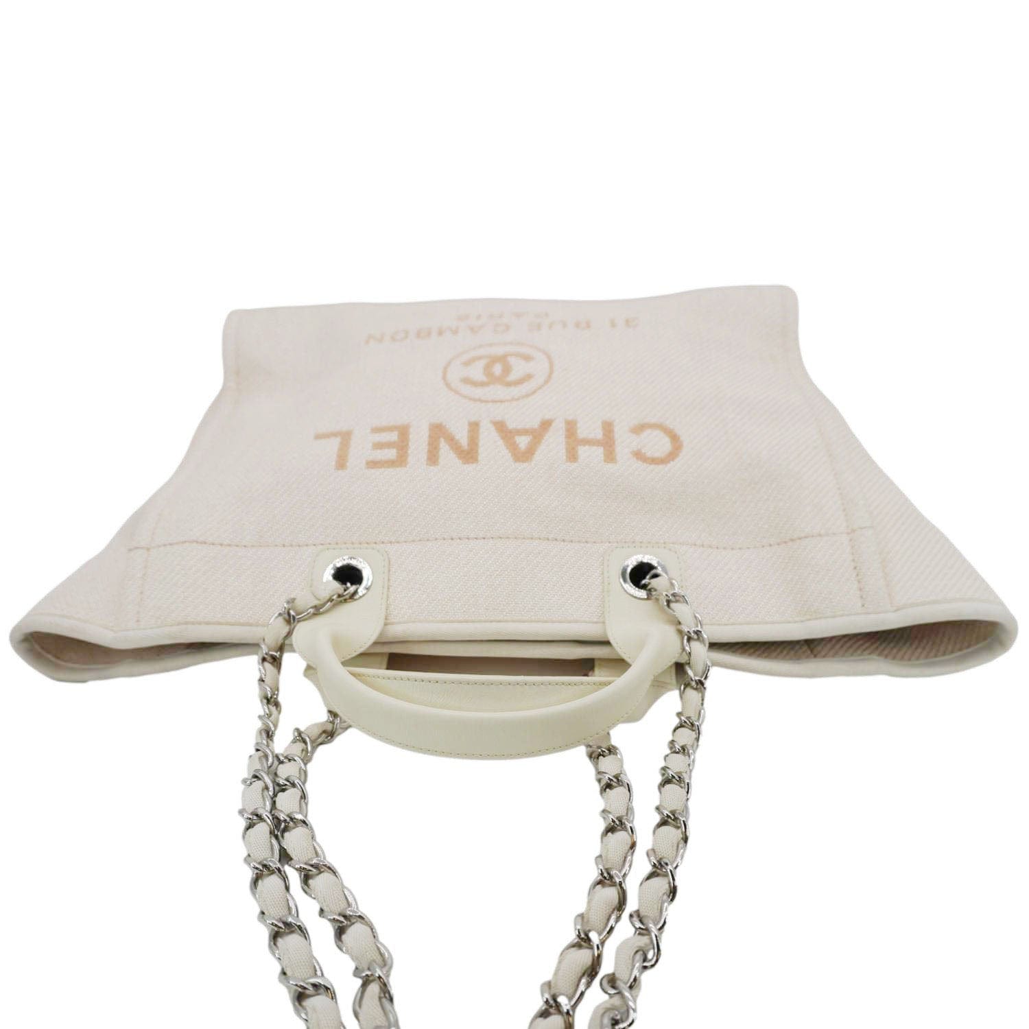 Chanel Deauville Large Raffia Mixed Fibers Tote Bag Cream