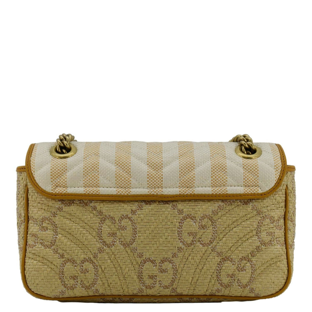 GUCCI Gucci Marmont Small Raffia Shoulder Bag Natural Beige 443497