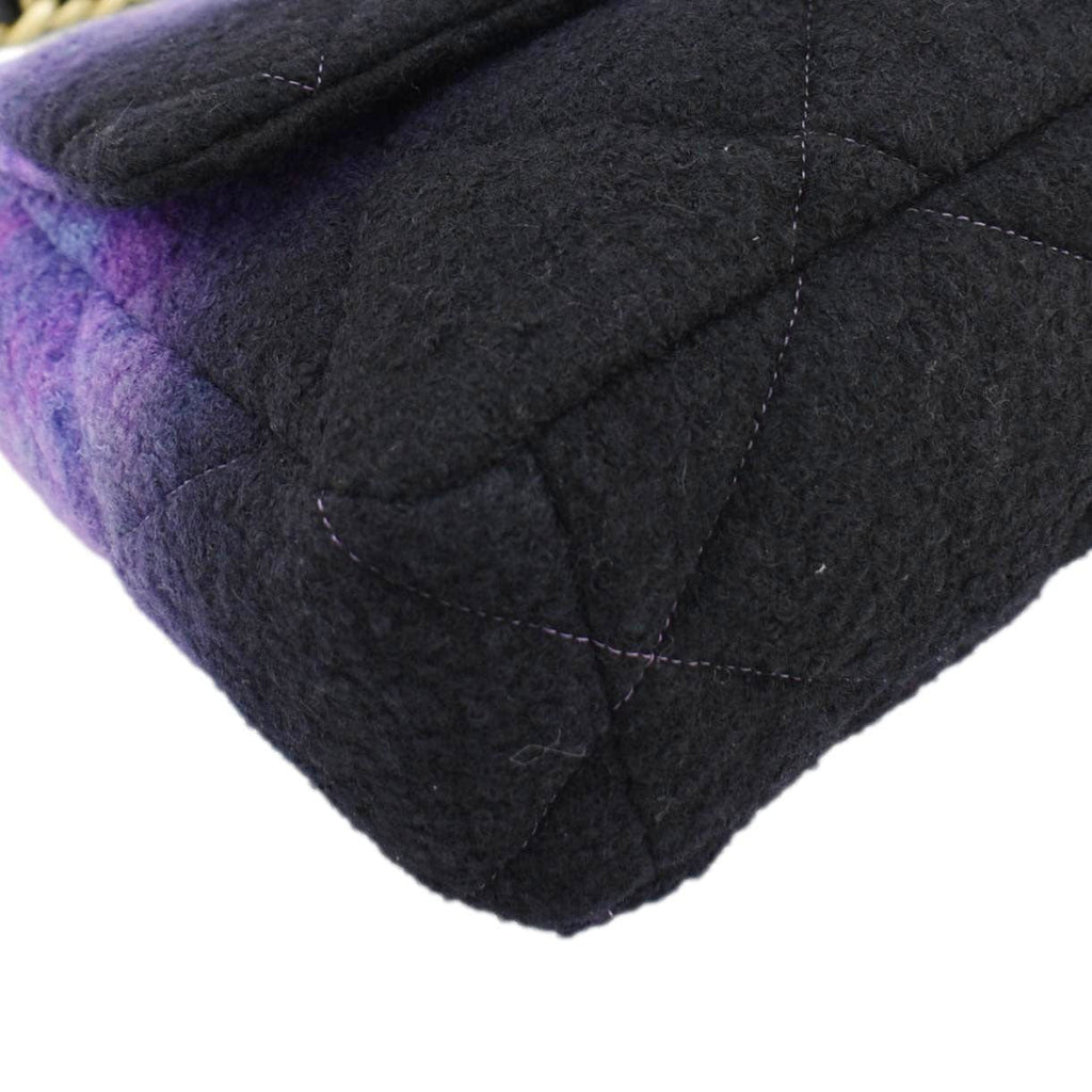 Chanel 19 Flap Large Quilted Mixed Tweed Shoulder Bag Purple
