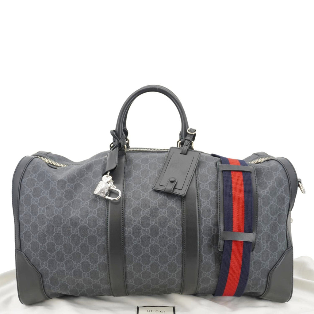 GUCCI Carry-On Large Soft Gucci Supreme Canvas Duffle Bag Black 478323