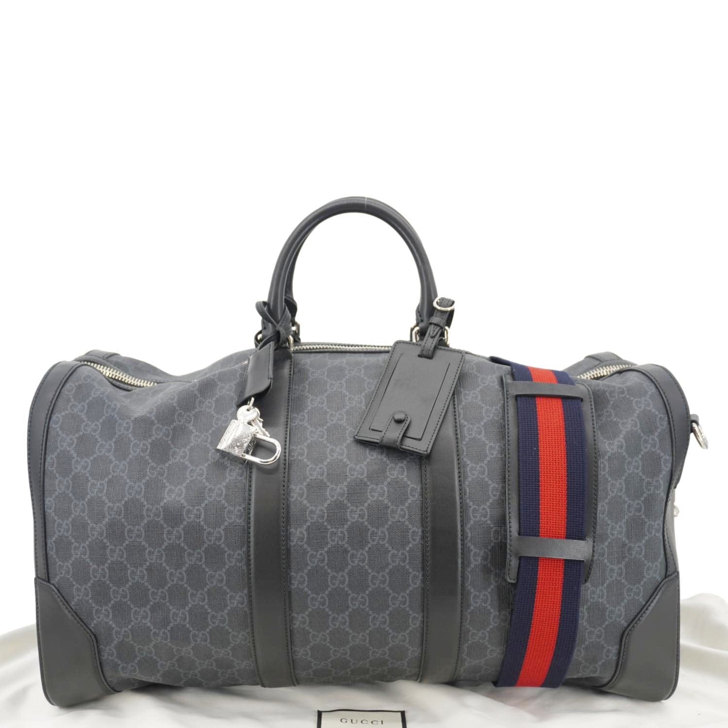 GUCCI Carry-On Large Soft Gucci Supreme Canvas Duffle Bag Black 478323