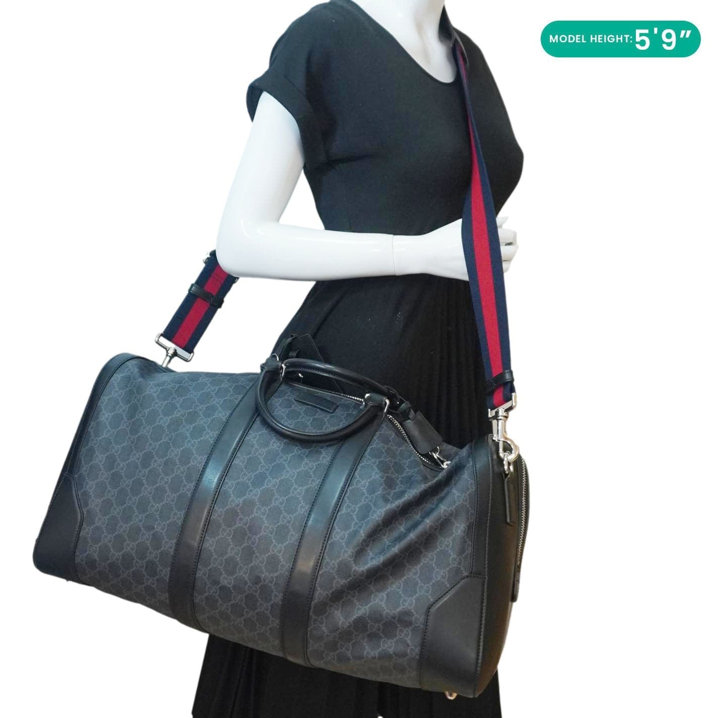 GUCCI Carry-On Large Soft Gucci Supreme Canvas Duffle Bag Black 478323