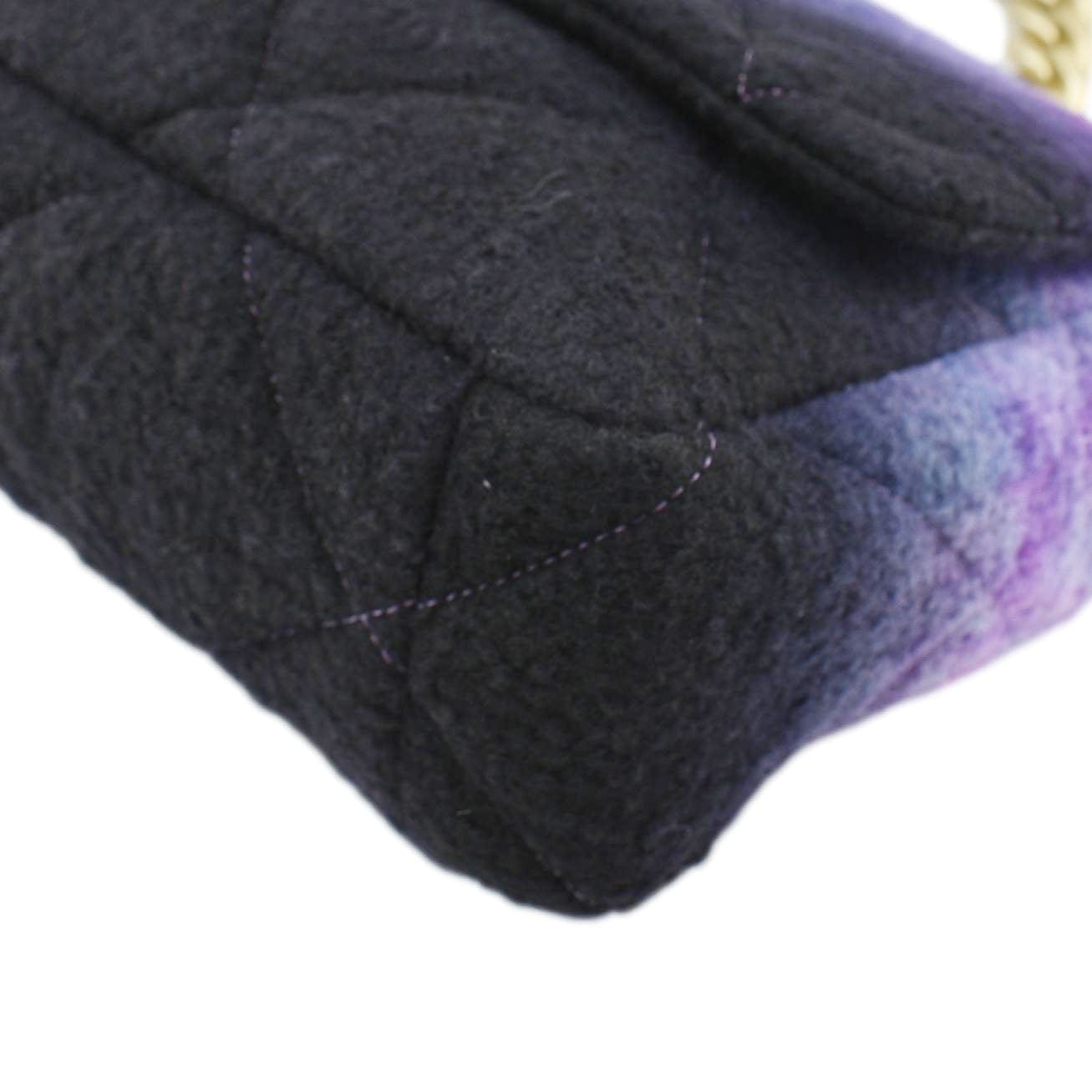 Chanel 19 Flap Large Quilted Mixed Tweed Shoulder Bag Purple