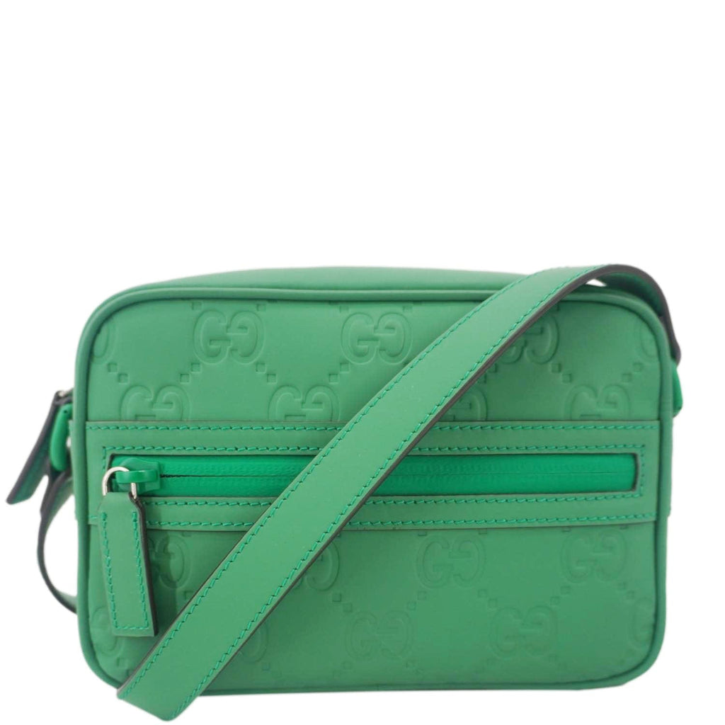 GUCCI Gucci Rubber-effect Leather Crossbody Bag Green 771321