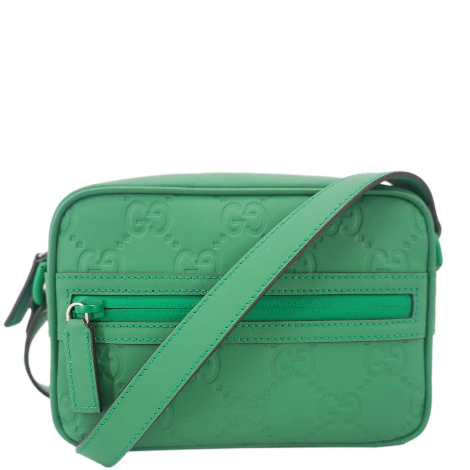 GUCCI Gucci Rubber-effect Leather Crossbody Bag Green 771321