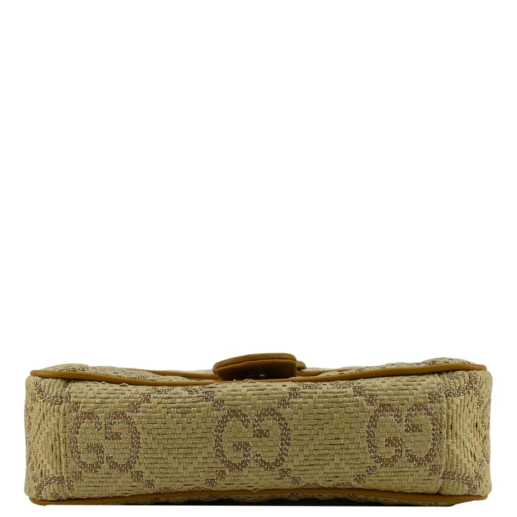GUCCI Gucci Marmont Small Raffia Shoulder Bag Natural Beige 443497