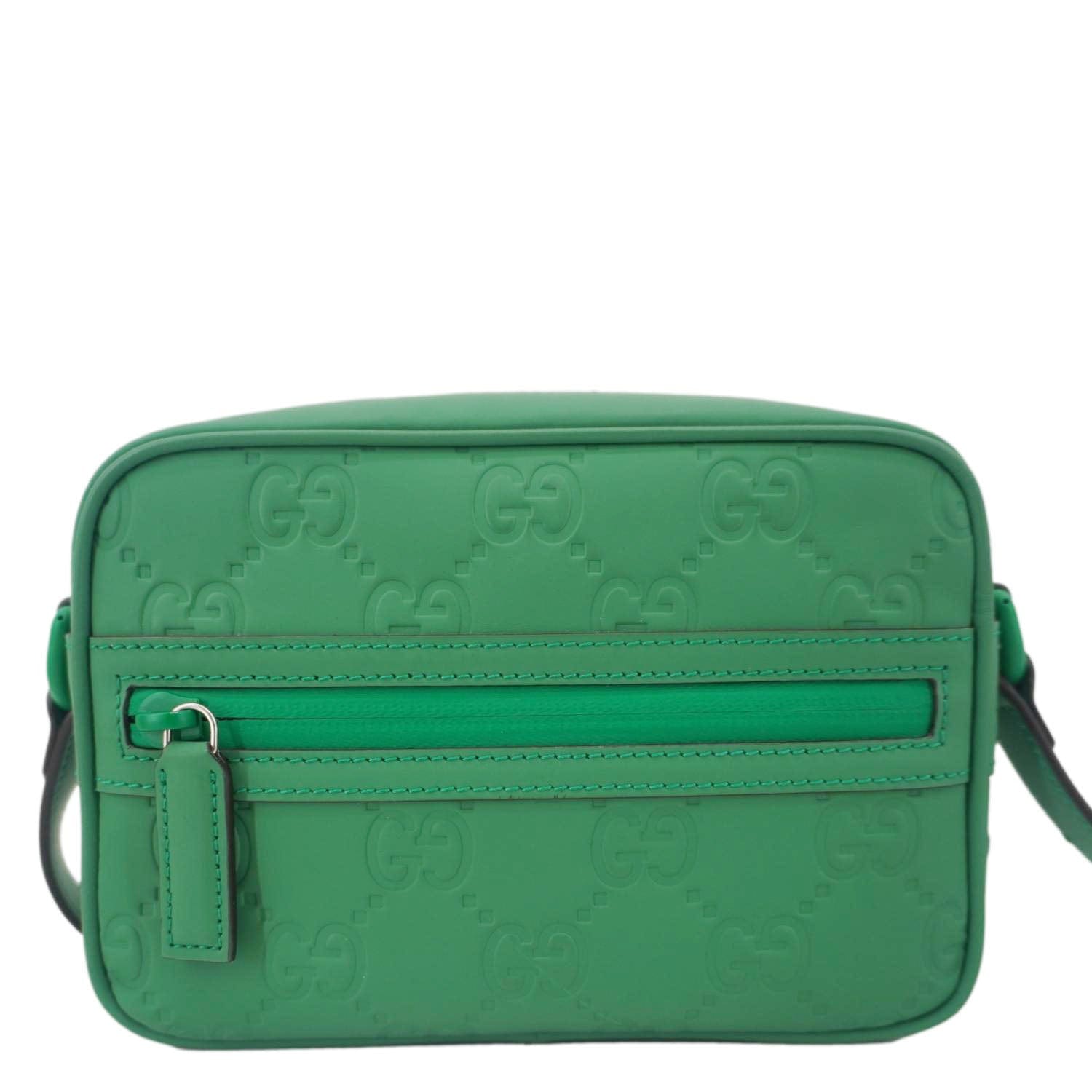 GUCCI Gucci Rubber-effect Leather Crossbody Bag Green 771321