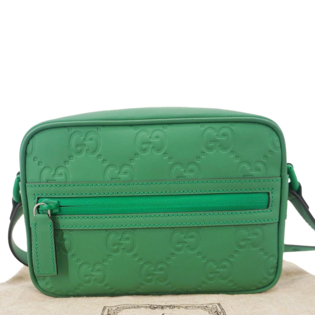 GUCCI Gucci Rubber-effect Leather Crossbody Bag Green 771321