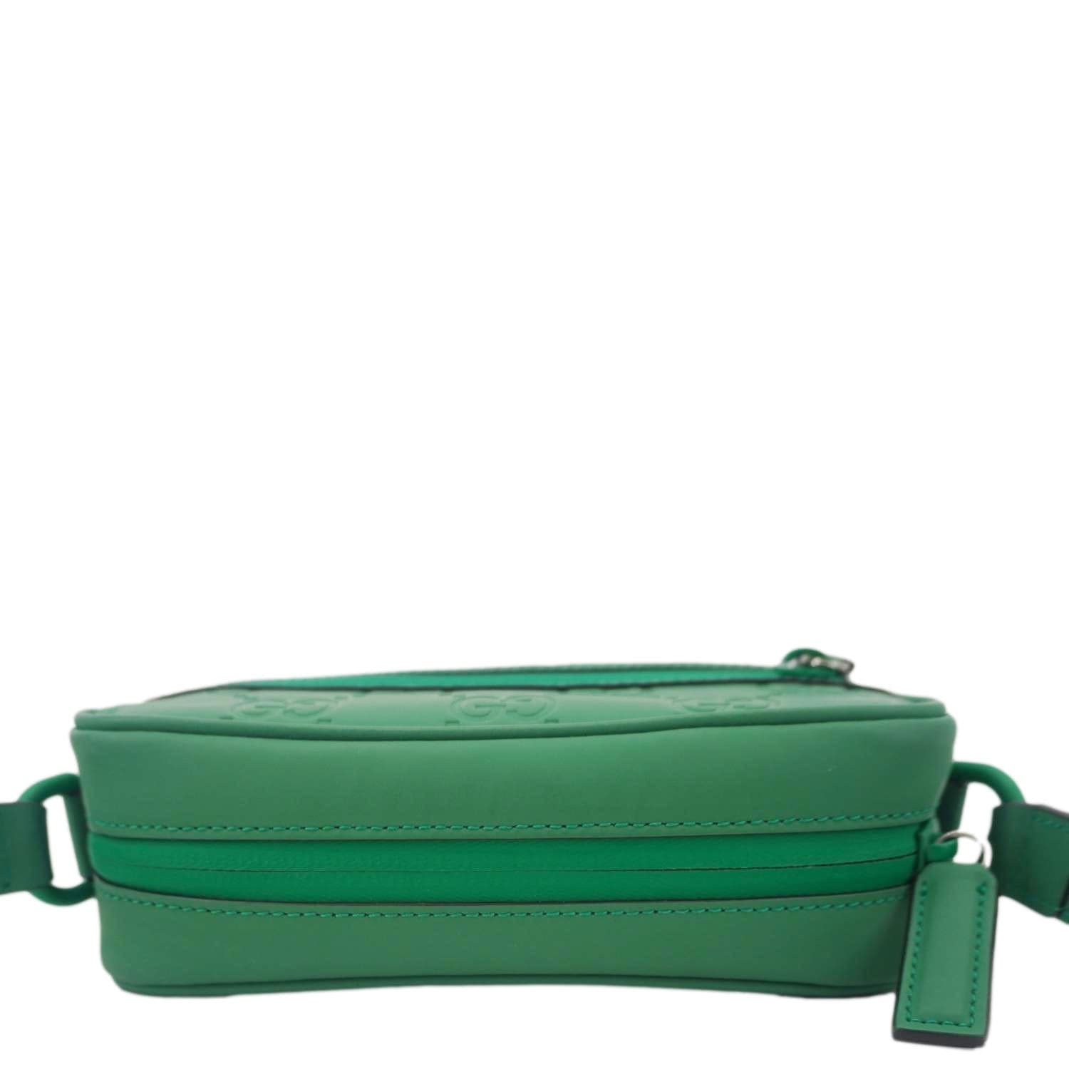 GUCCI Gucci Rubber-effect Leather Crossbody Bag Green 771321