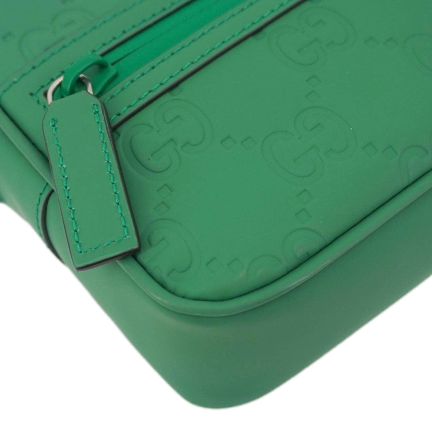 GUCCI Gucci Rubber-effect Leather Crossbody Bag Green 771321