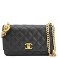 Chanel Wallet On Chain Quilted Caviar Leather Crossbody Bag Black