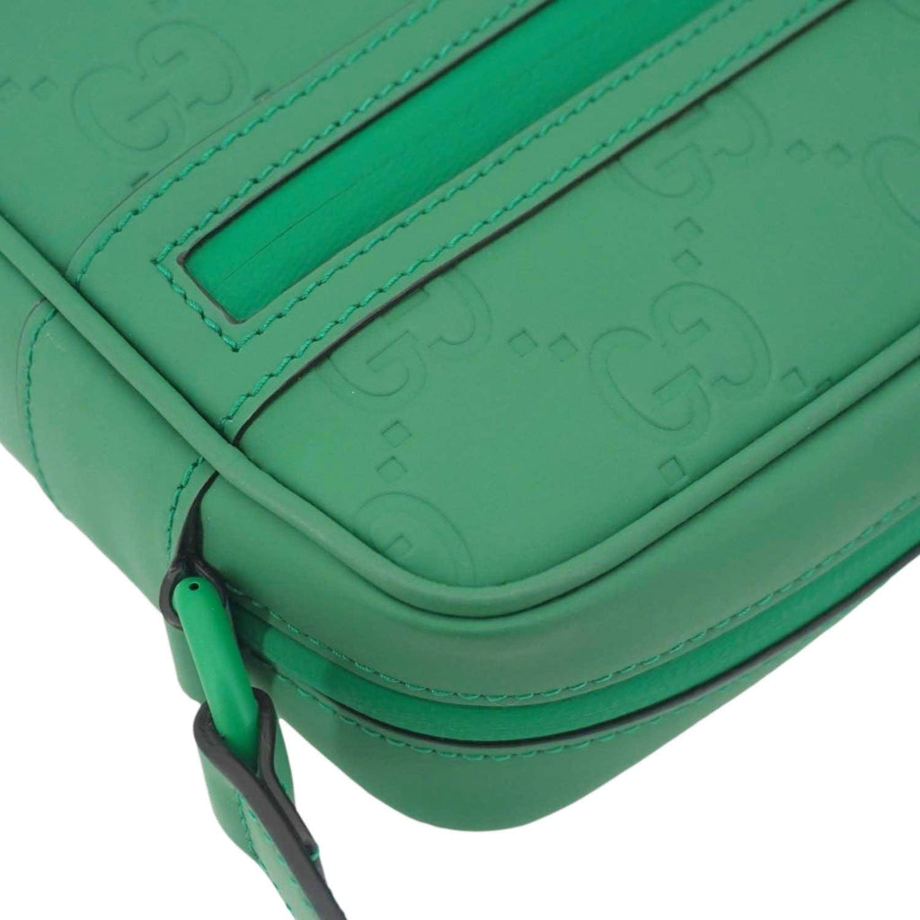 GUCCI Gucci Rubber-effect Leather Crossbody Bag Green 771321