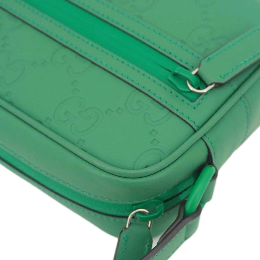 GUCCI Gucci Rubber-effect Leather Crossbody Bag Green 771321