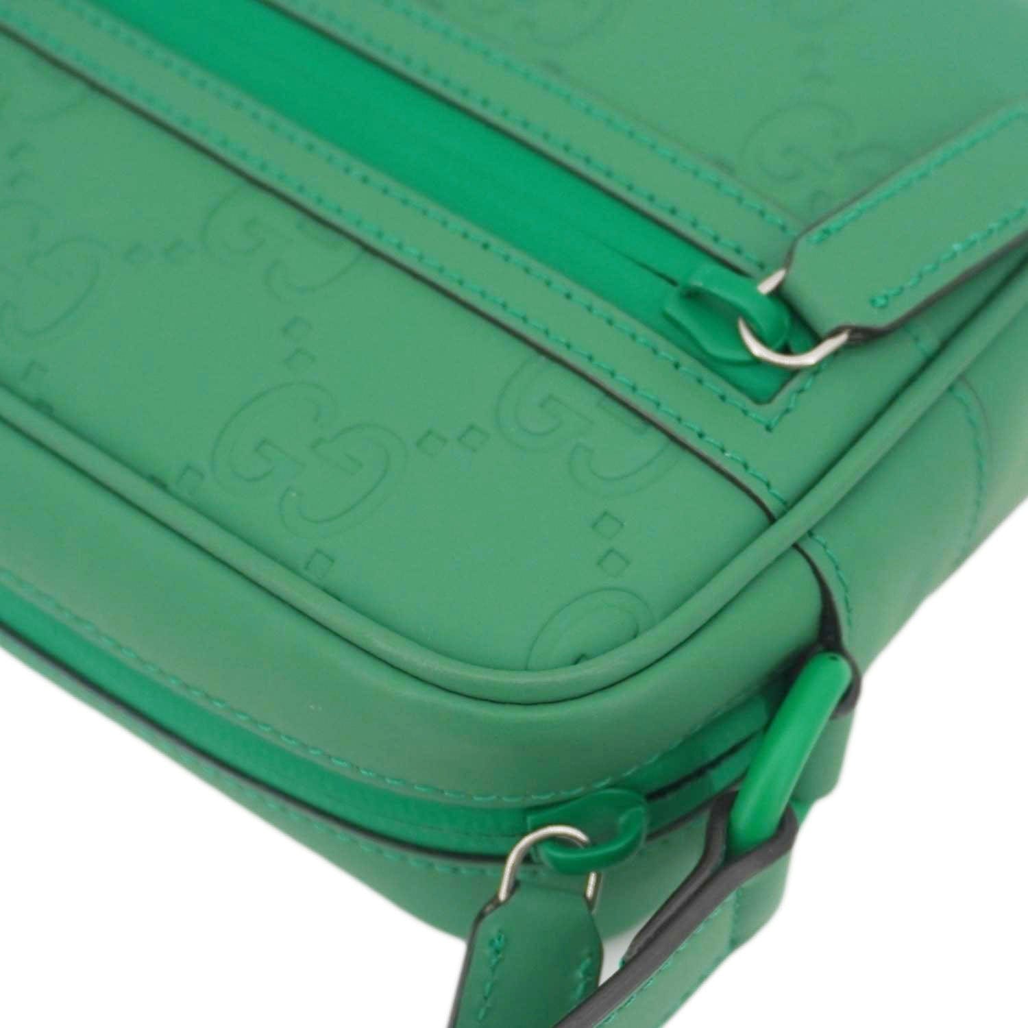 GUCCI Gucci Rubber-effect Leather Crossbody Bag Green 771321