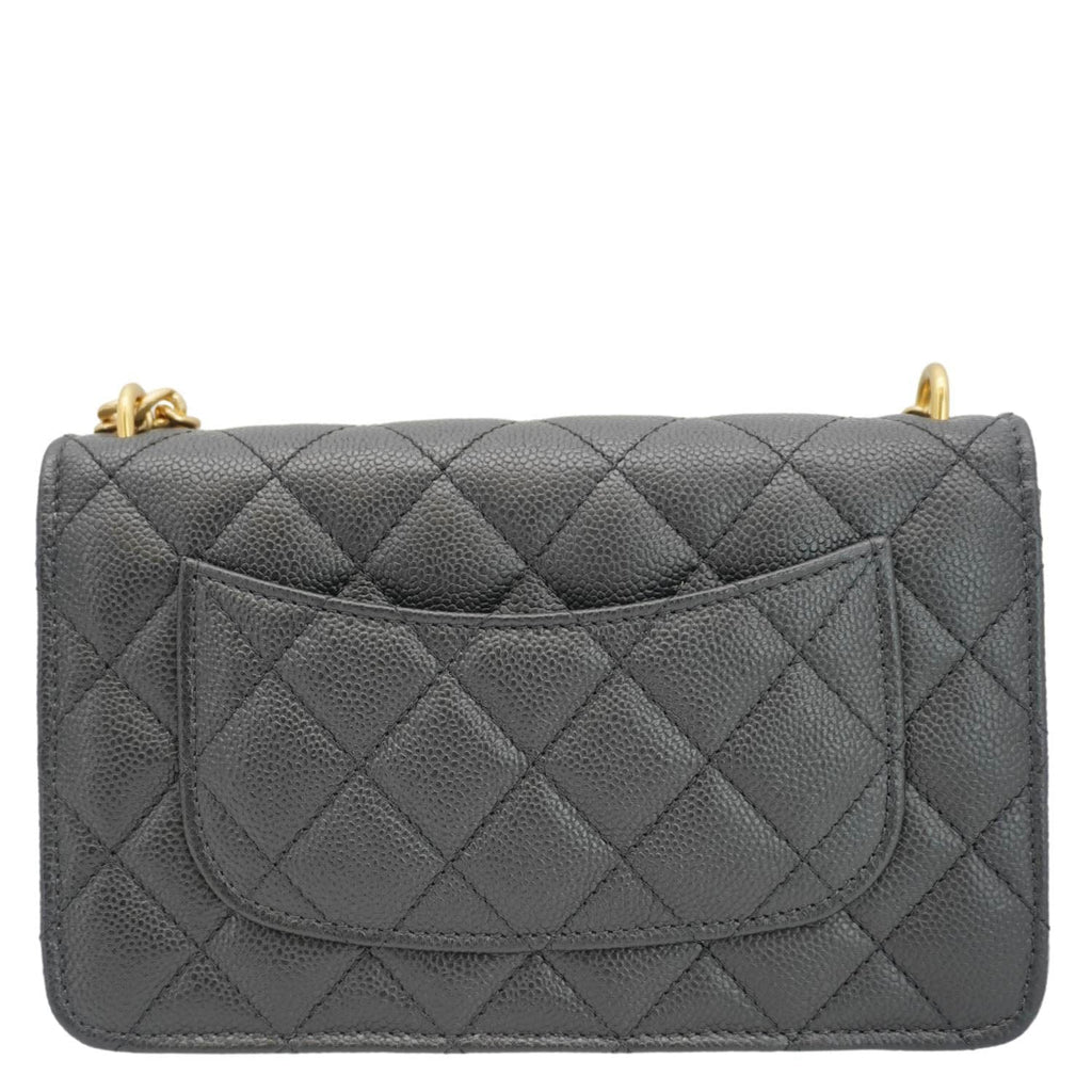 Chanel Wallet On Chain Quilted Caviar Leather Crossbody Bag Black