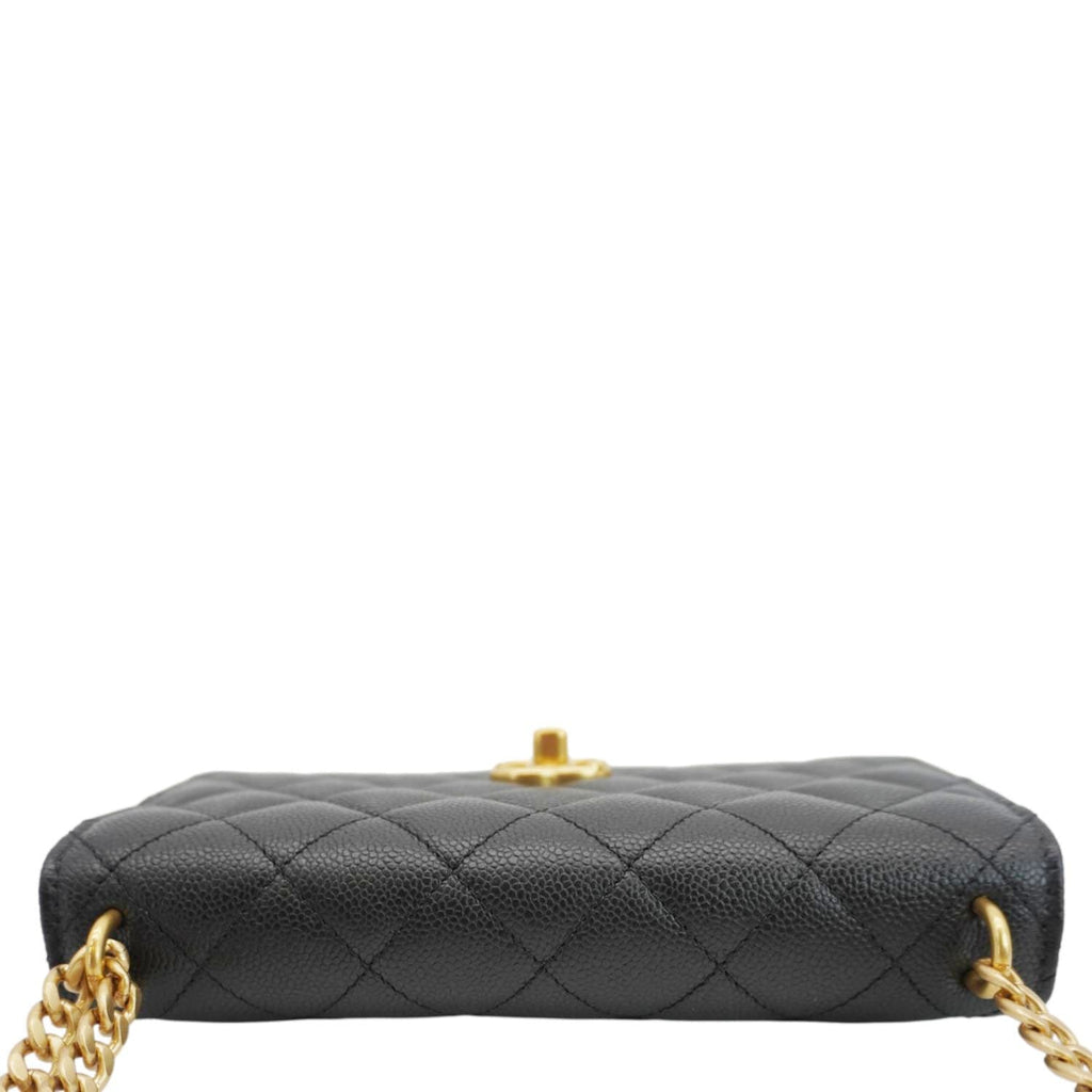 Chanel Wallet On Chain Quilted Caviar Leather Crossbody Bag Black