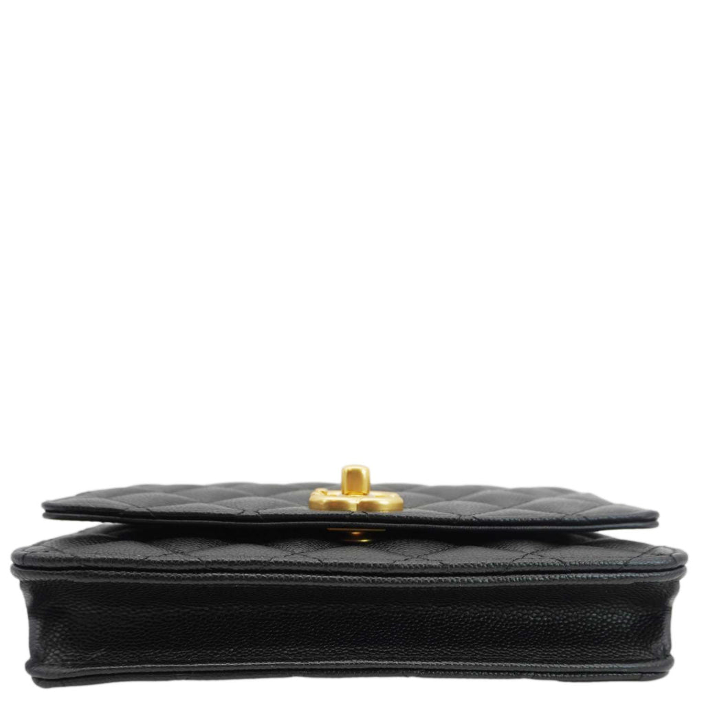 Chanel Wallet On Chain Quilted Caviar Leather Crossbody Bag Black