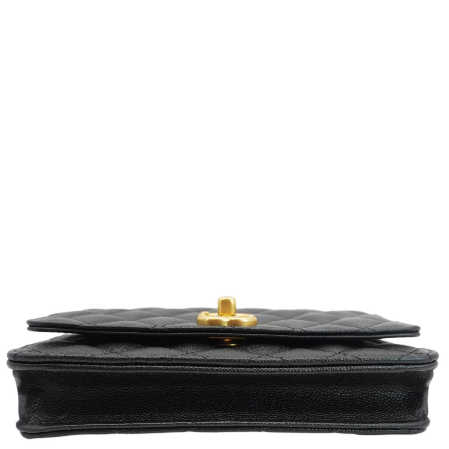 Chanel Wallet On Chain Quilted Caviar Leather Crossbody Bag Black
