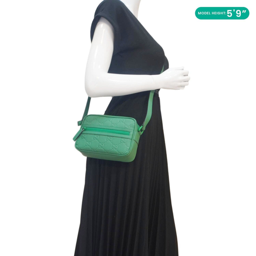 GUCCI Gucci Rubber-effect Leather Crossbody Bag Green 771321