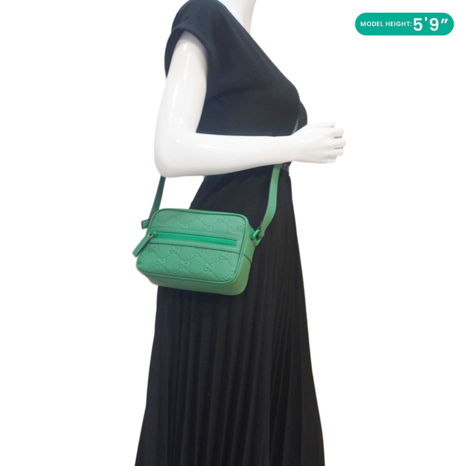 GUCCI Gucci Rubber-effect Leather Crossbody Bag Green 771321