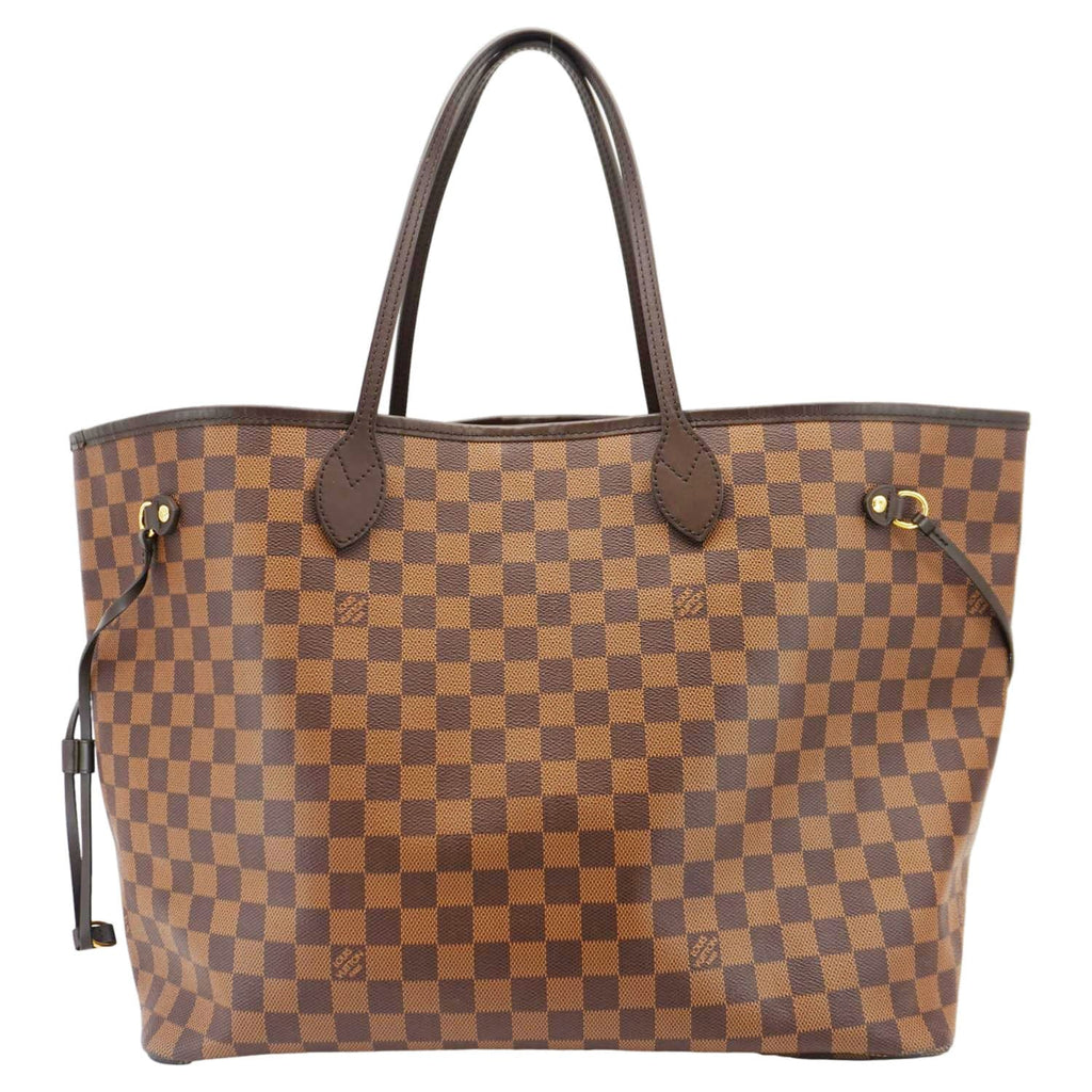 LOUIS VUITTON Neverfull GM Damier Ebene Tote Bag Brown
