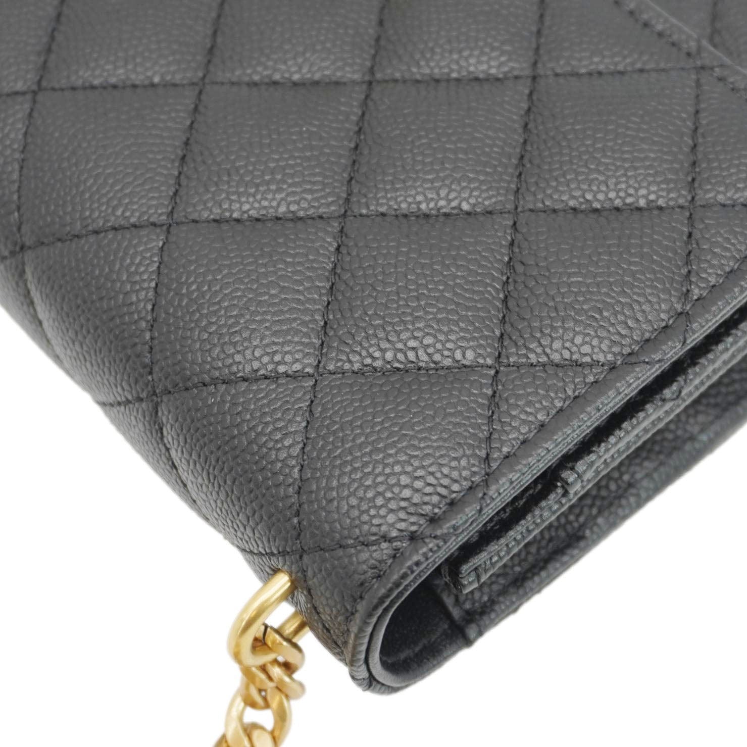 Chanel Wallet On Chain Quilted Caviar Leather Crossbody Bag Black