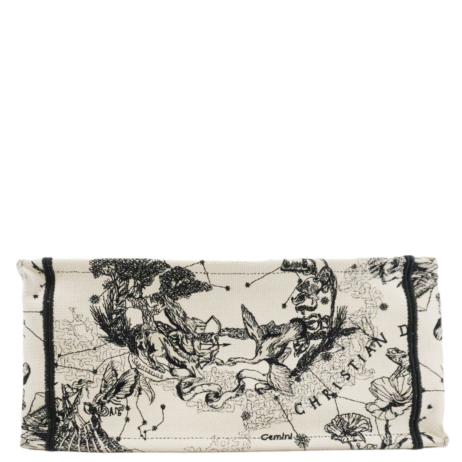 CHRISTIAN DIOR Book Zodiac Embroidery Canvas Tote Bag Latte