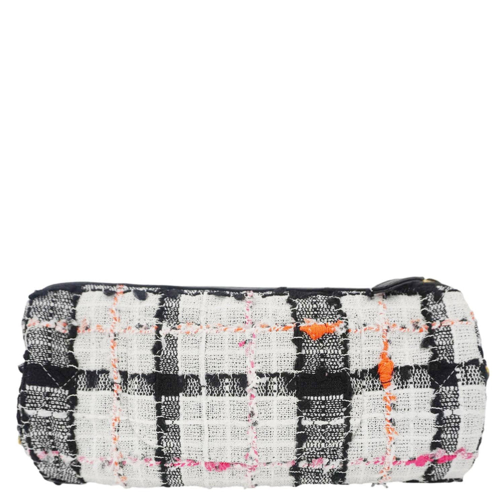 Chanel Tweed Calfskin Signe Bowling Shoulder Bag Multicolor