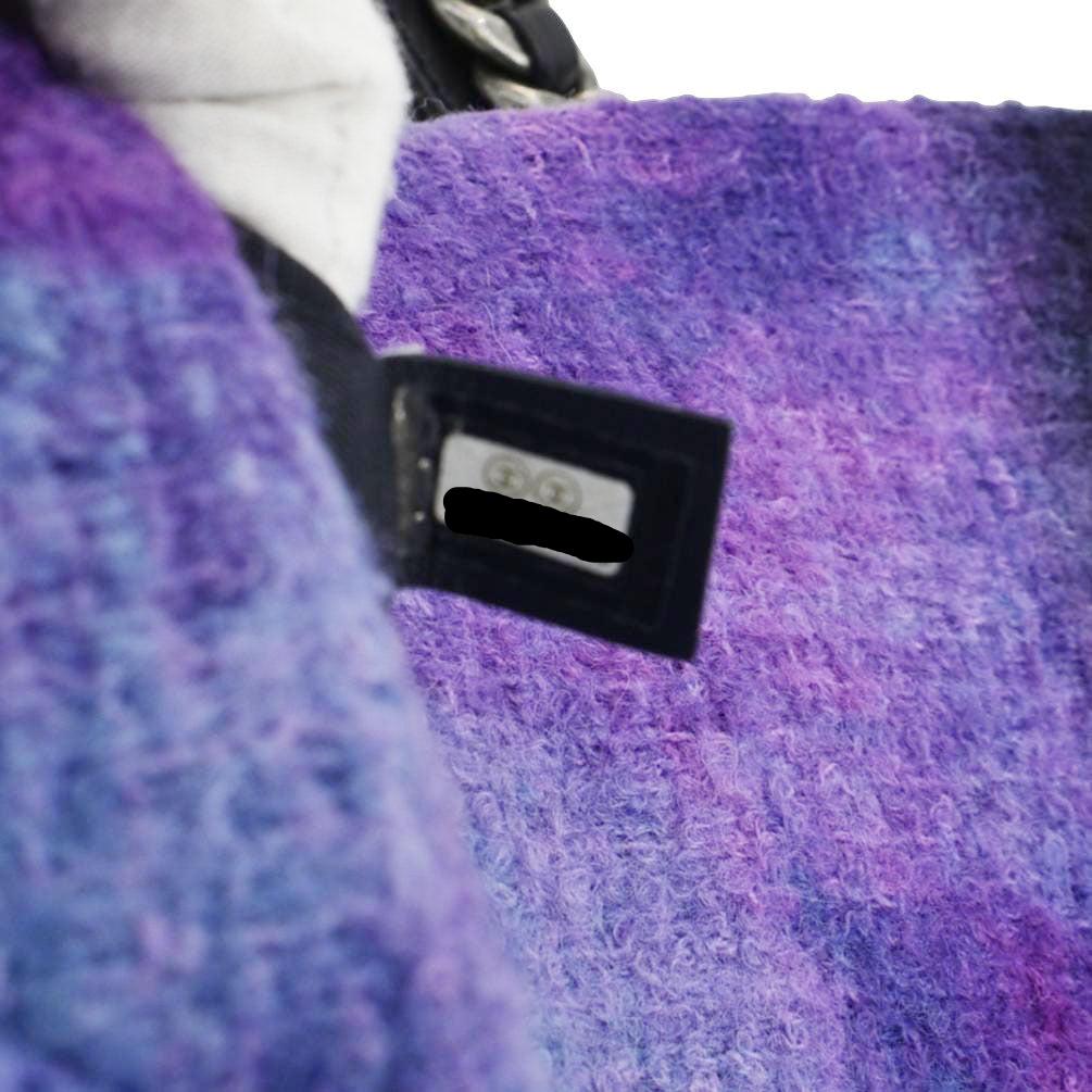 Chanel 19 Flap Large Quilted Mixed Tweed Shoulder Bag Purple