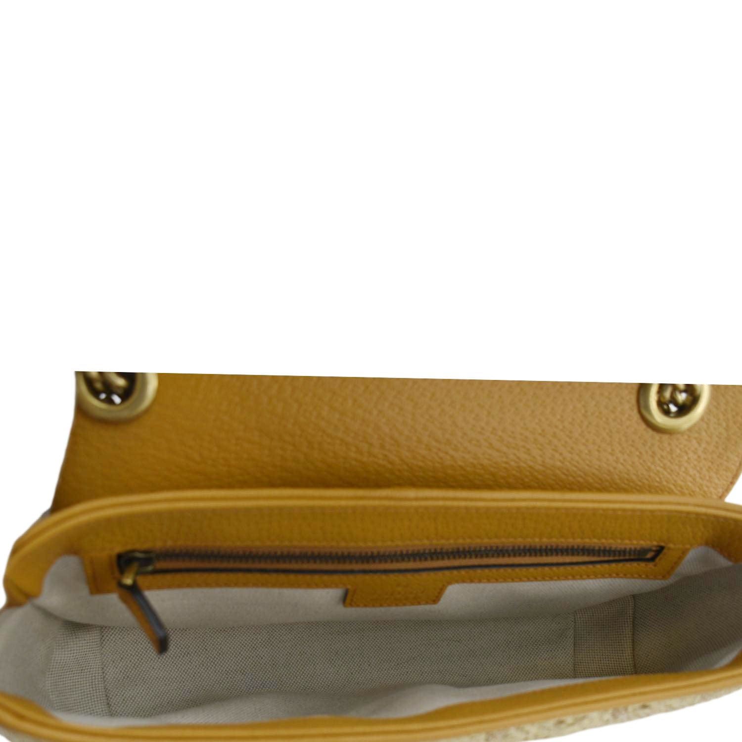 GUCCI Gucci Marmont Small Raffia Shoulder Bag Natural Beige 443497