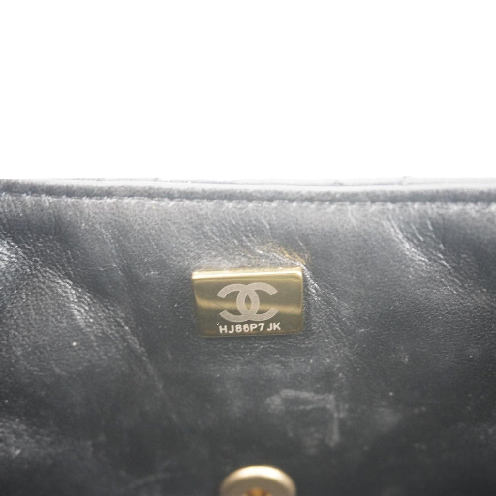 Chanel Enamel Pearl Charm Me Square Flap Mini Quilted Lambskin Leather Crossbody Bag Black