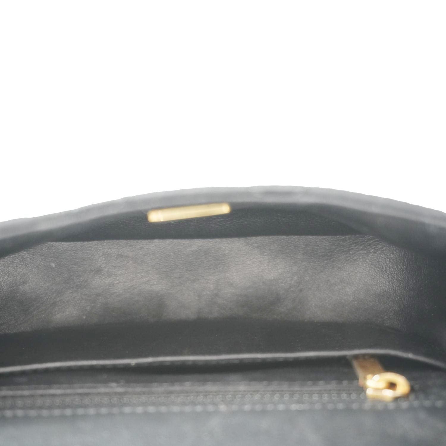 Chanel Enamel Pearl Charm Me Square Flap Mini Quilted Lambskin Leather Crossbody Bag Black