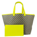 GUCCI Ophidia Medium Gucci Supreme Canvas Tote Bag Neon Yellow 786899