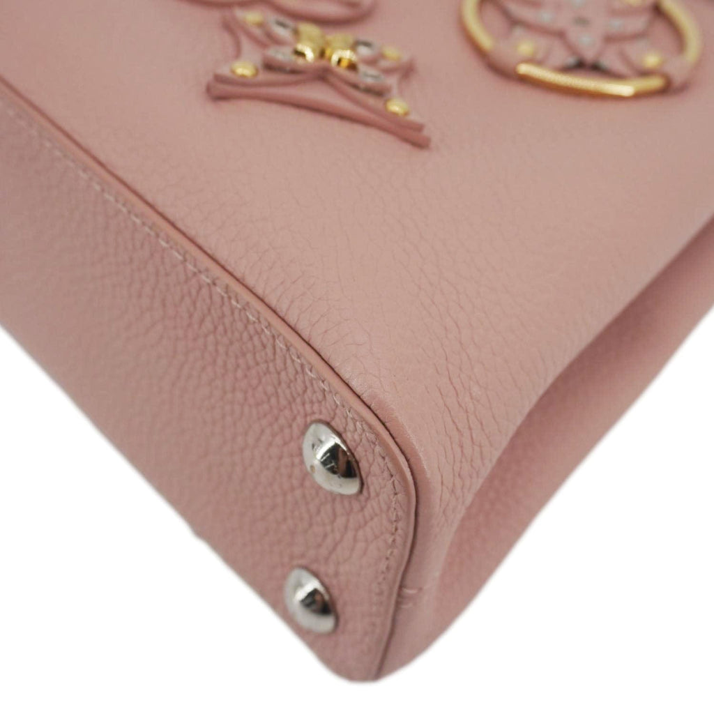 LOUIS VUITTON Capucines BB Mechanical Flowers Taurillon Leather Crossbody Bag Pink