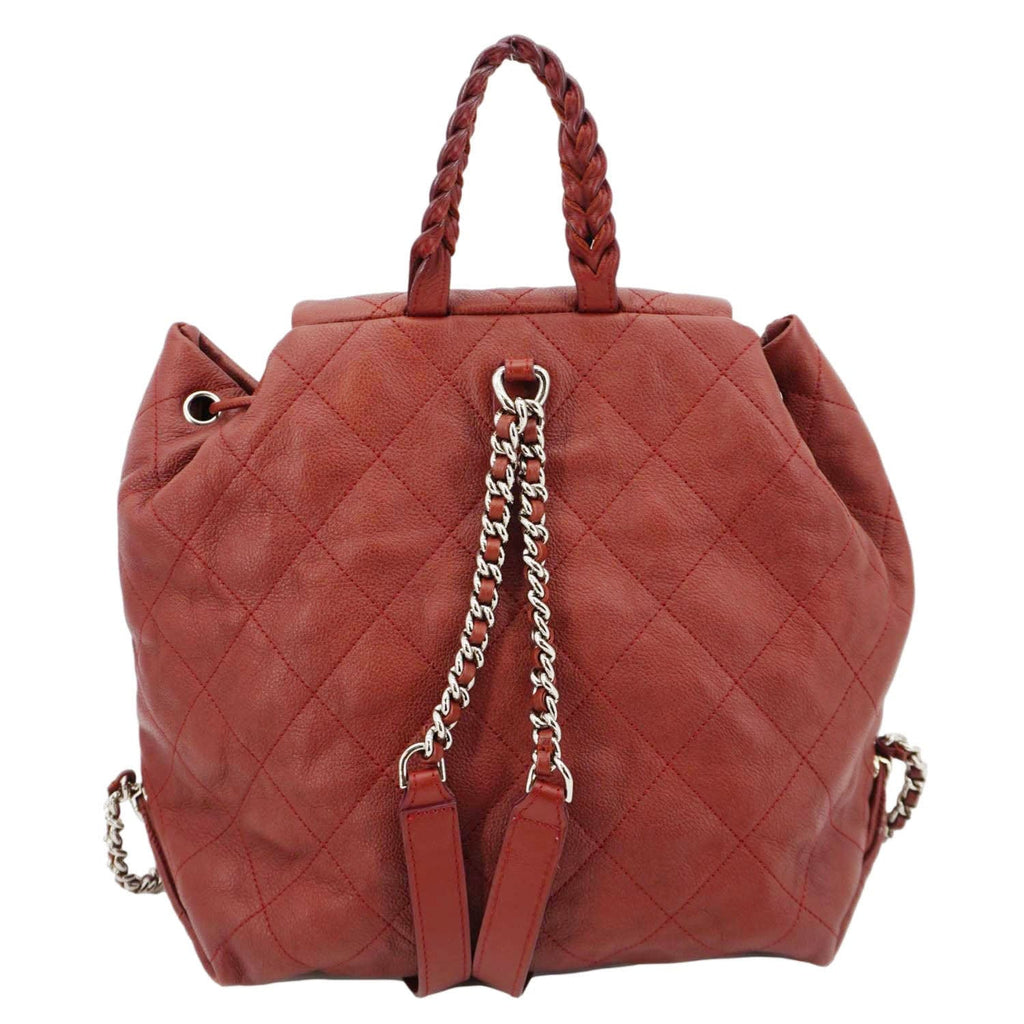 Chanel Braided With Style Quilted Leather Drawstring Backpack Burgundy