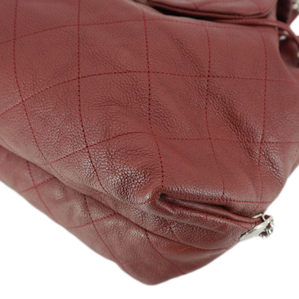 Chanel Braided With Style Quilted Leather Drawstring Backpack Burgundy