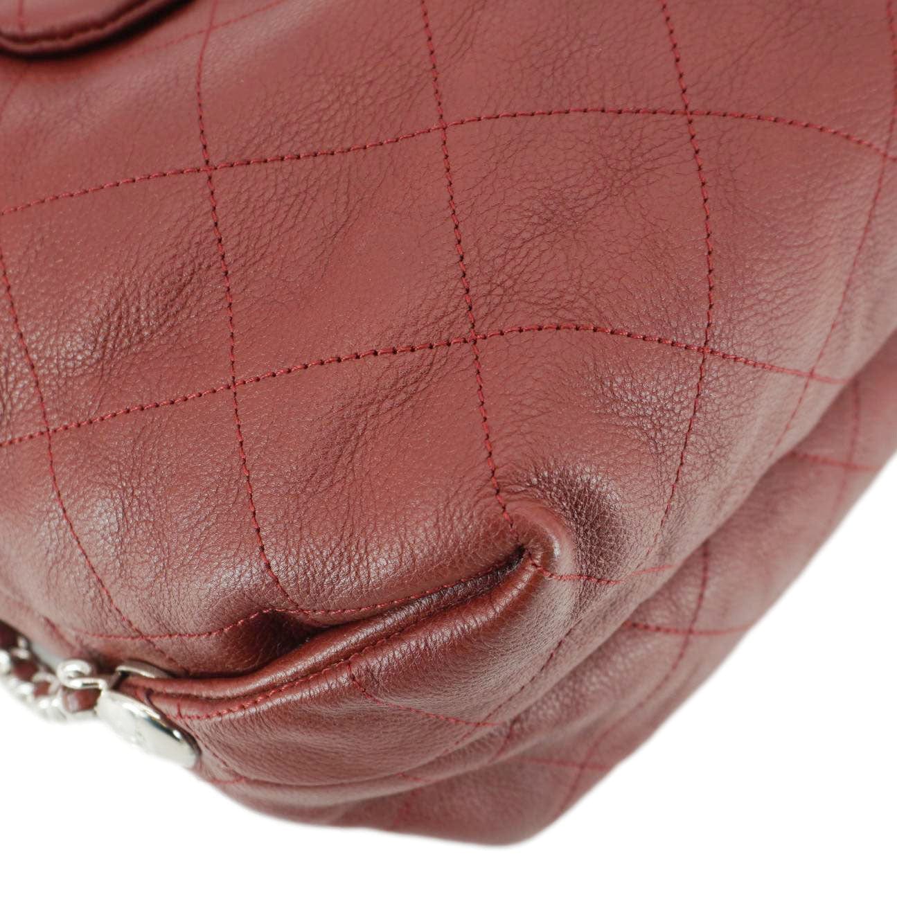 Chanel Braided With Style Quilted Leather Drawstring Backpack Burgundy